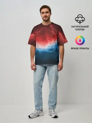 Мужская футболка оверсайз / Огонь и лёд