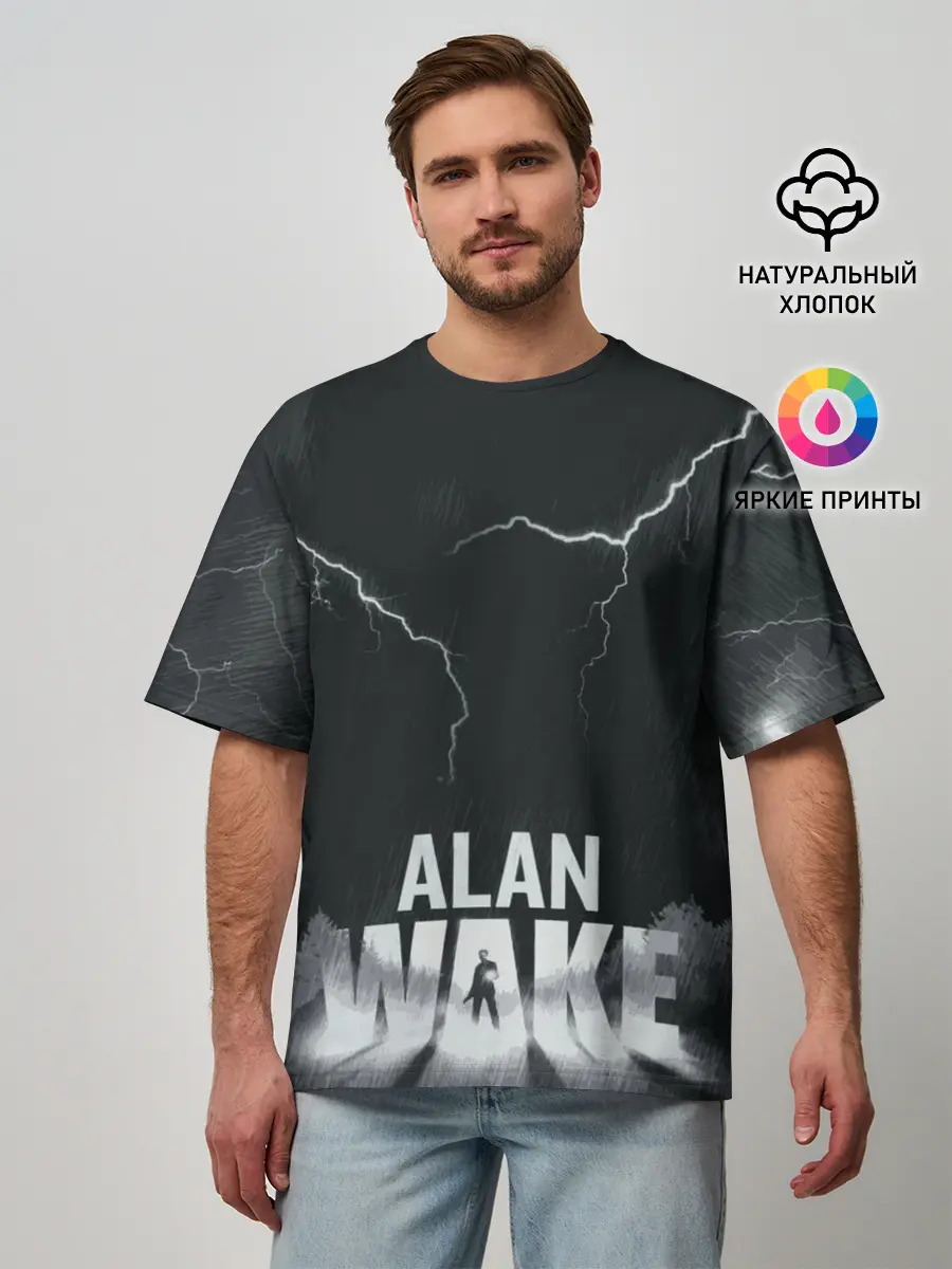 Мужская футболка оверсайз / Alan Wake | Dark Place