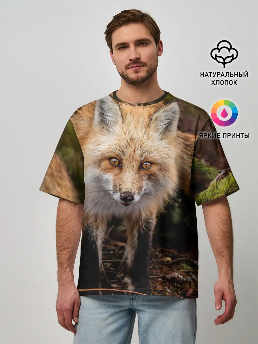 Мужская футболка оверсайз / Лиса