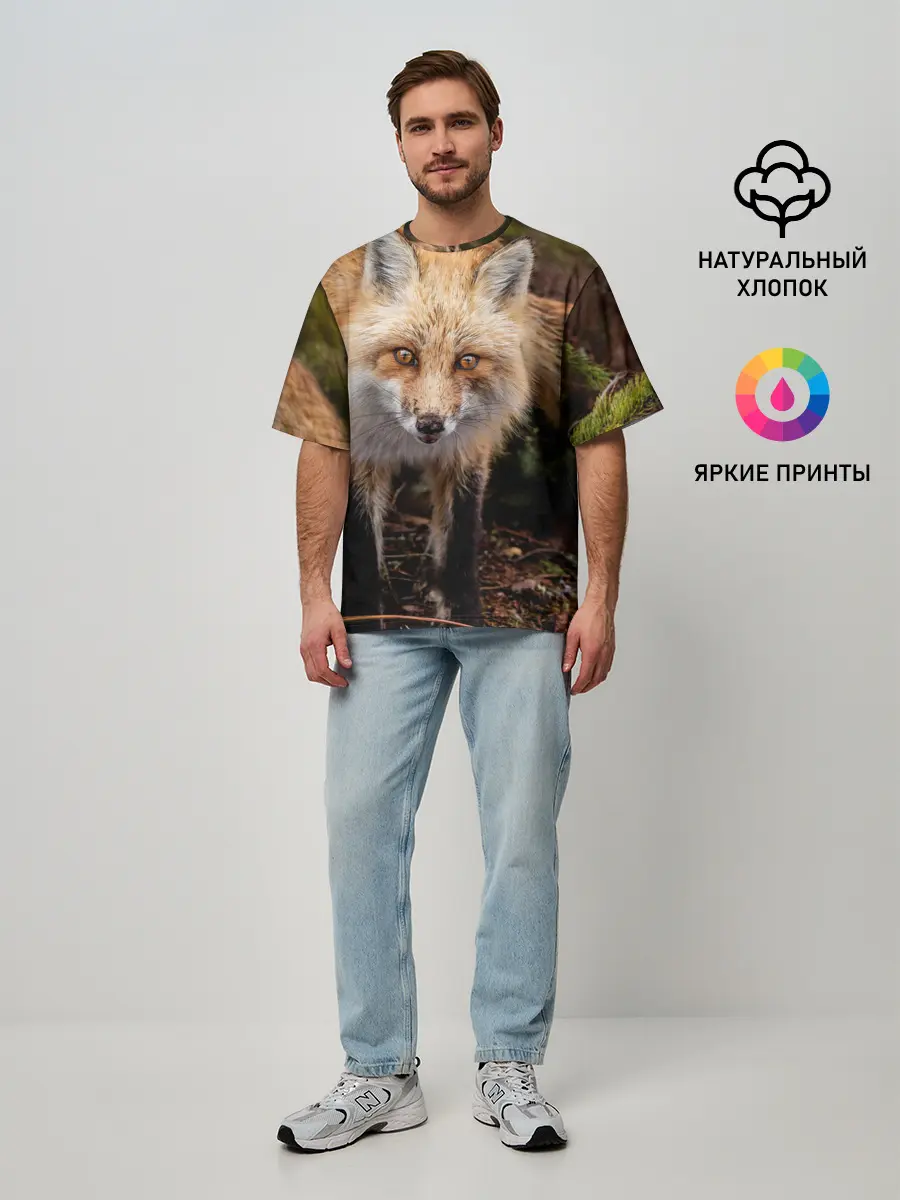 Мужская футболка оверсайз / Лиса