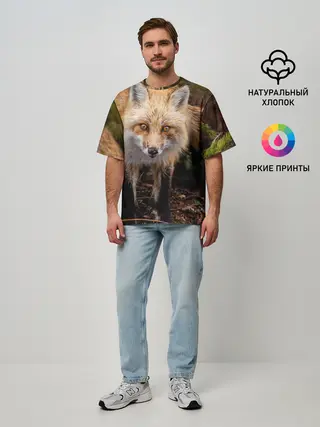 Мужская футболка оверсайз / Лиса