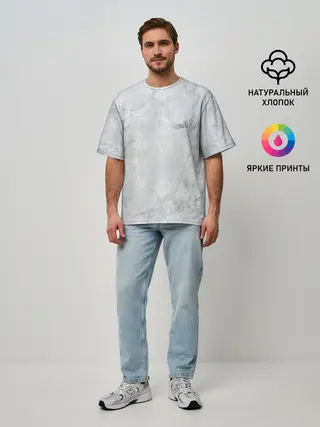Мужская футболка оверсайз / Мрамор