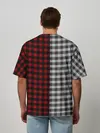 Мужская футболка оверсайз / Красно белая рубашка в клетку