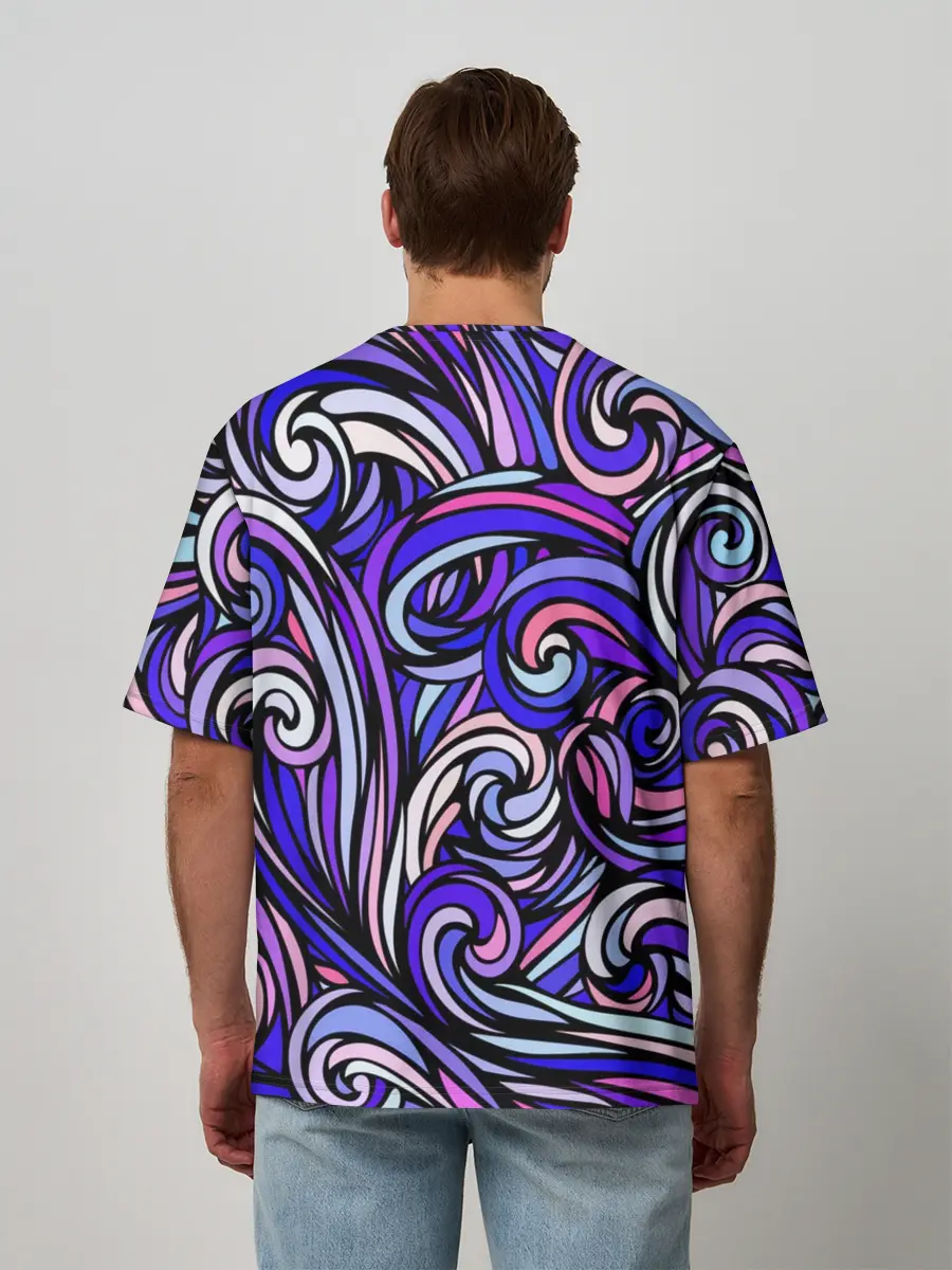 Мужская футболка оверсайз / Волны