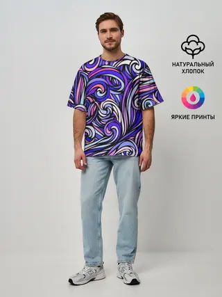 Мужская футболка оверсайз / Волны