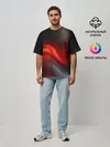 Мужская футболка оверсайз / BLACK RED WAVES | АБСТРАКЦИЯ