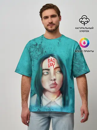 Мужская футболка оверсайз / BAD GUY | BILLIE EILISH