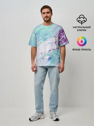Мужская футболка оверсайз / Цветная морская пена