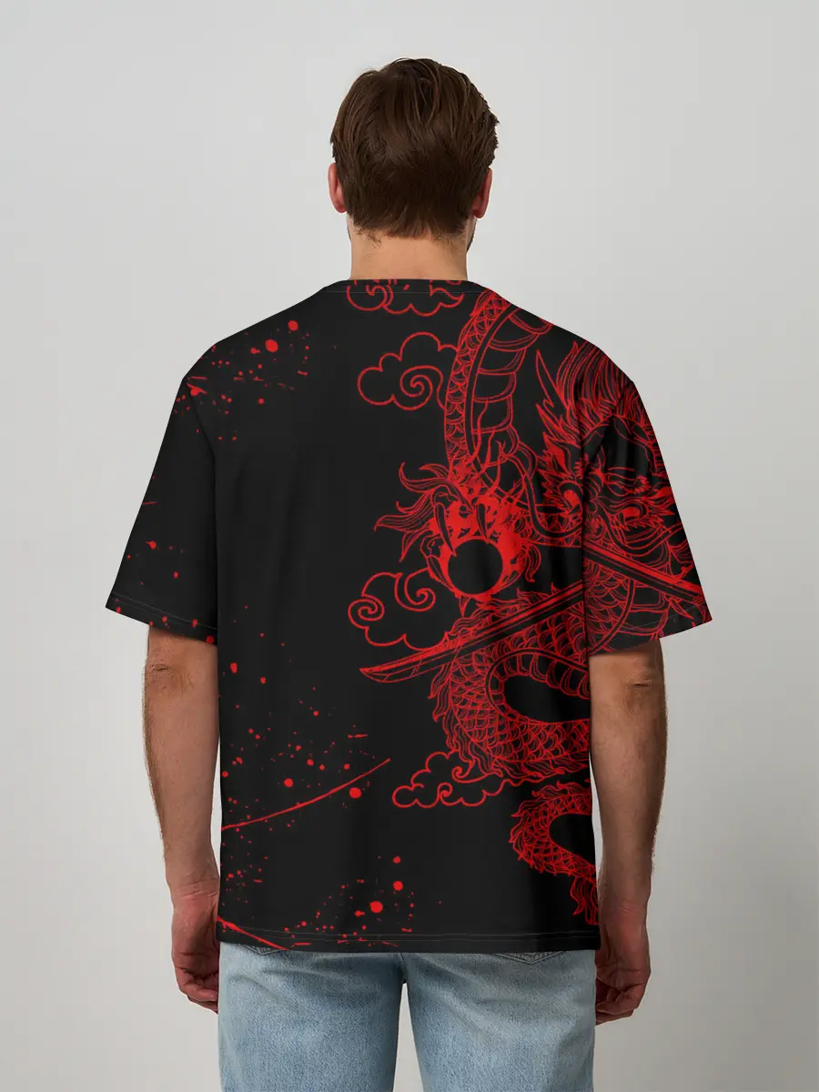 Мужская футболка оверсайз / ТОКИЙСКИЕ МСТИТЕЛИ КРАСНЫЙ ДРАКОН