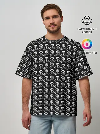 Мужская футболка оверсайз / черепа