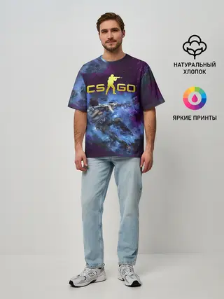 Мужская футболка оверсайз / CS GO Blue smoke