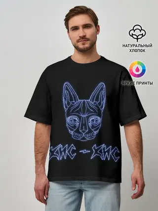 Мужская футболка оверсайз / Лого Кис-кис