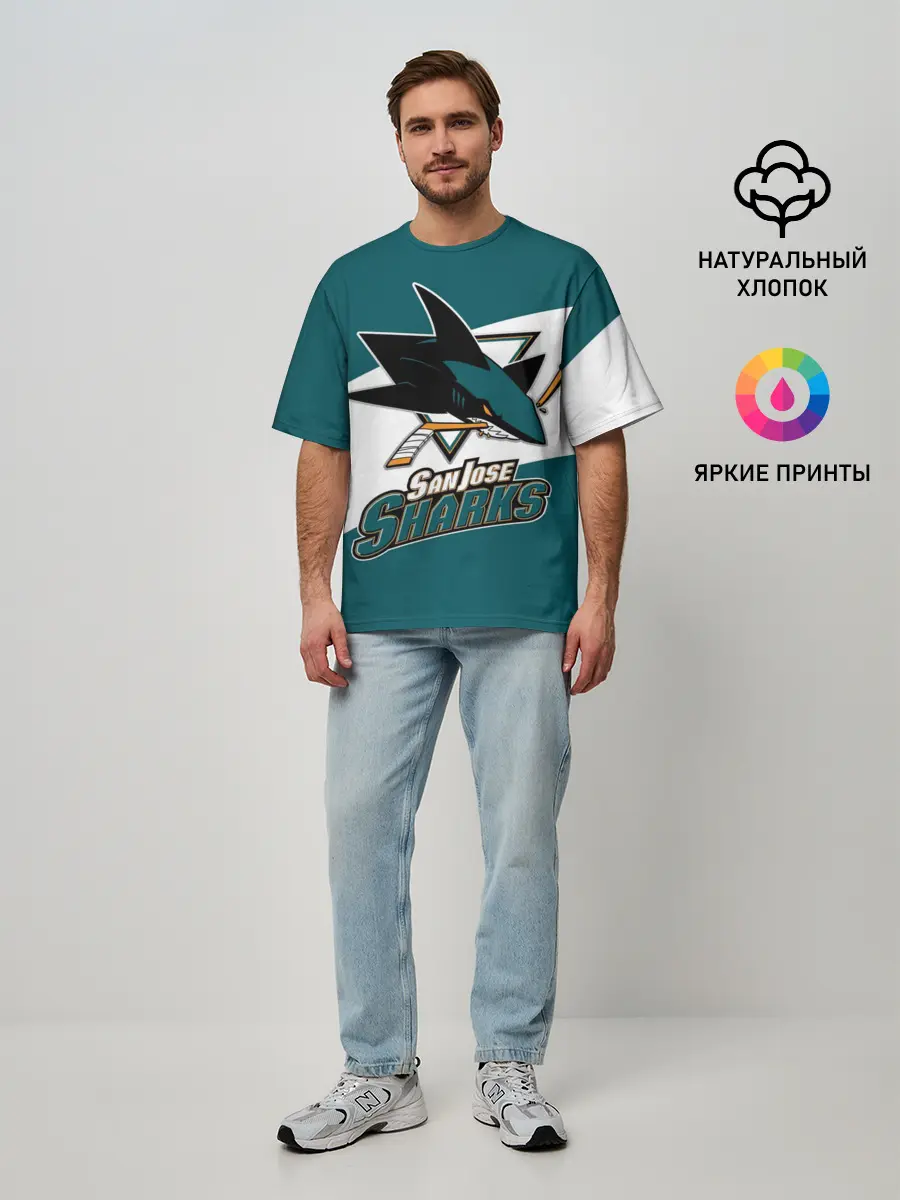 Мужская футболка оверсайз / Сан Хосе Шаркс