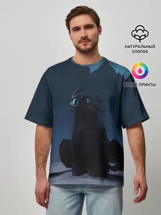 Мужская футболка оверсайз / Беззубик:Ночная Фурия