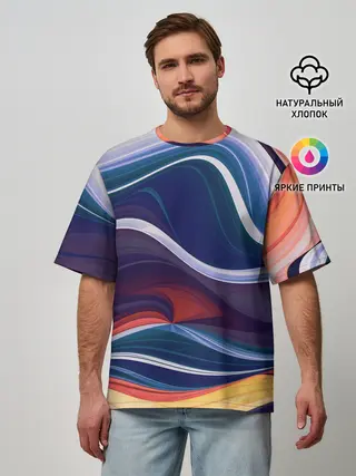 Мужская футболка оверсайз / Colored lines