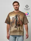 Мужская футболка оверсайз / Бегущие лошади