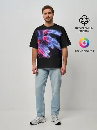 Мужская футболка оверсайз / НЕОНОВЫЙ ПАУК