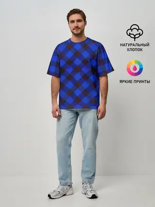 Мужская футболка оверсайз / В клетку