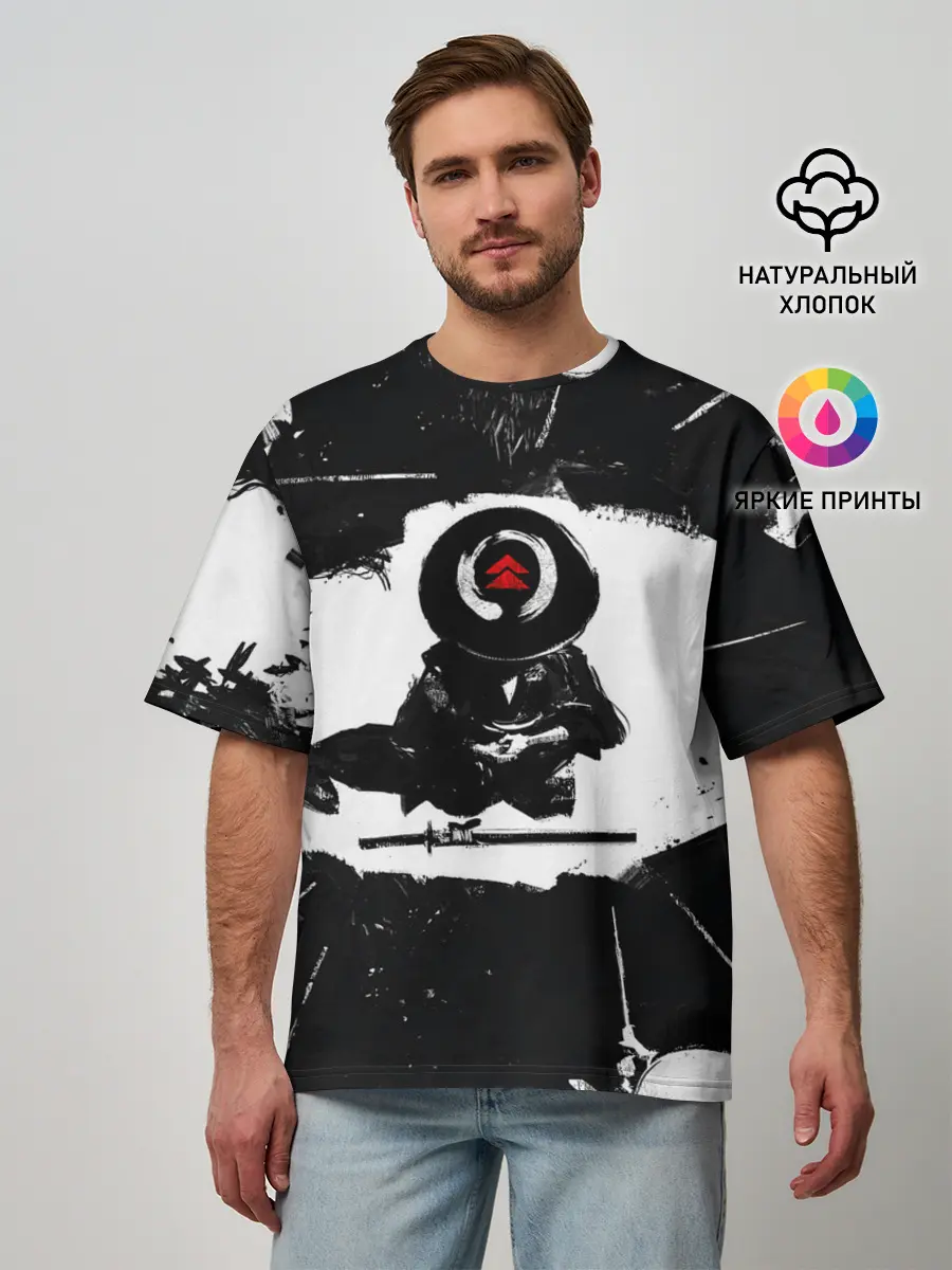 Мужская футболка оверсайз / Ghost of Tsushim | Призрак Цусимы