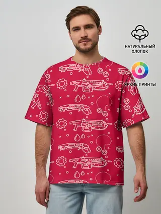 Мужская футболка оверсайз / Gears pattern
