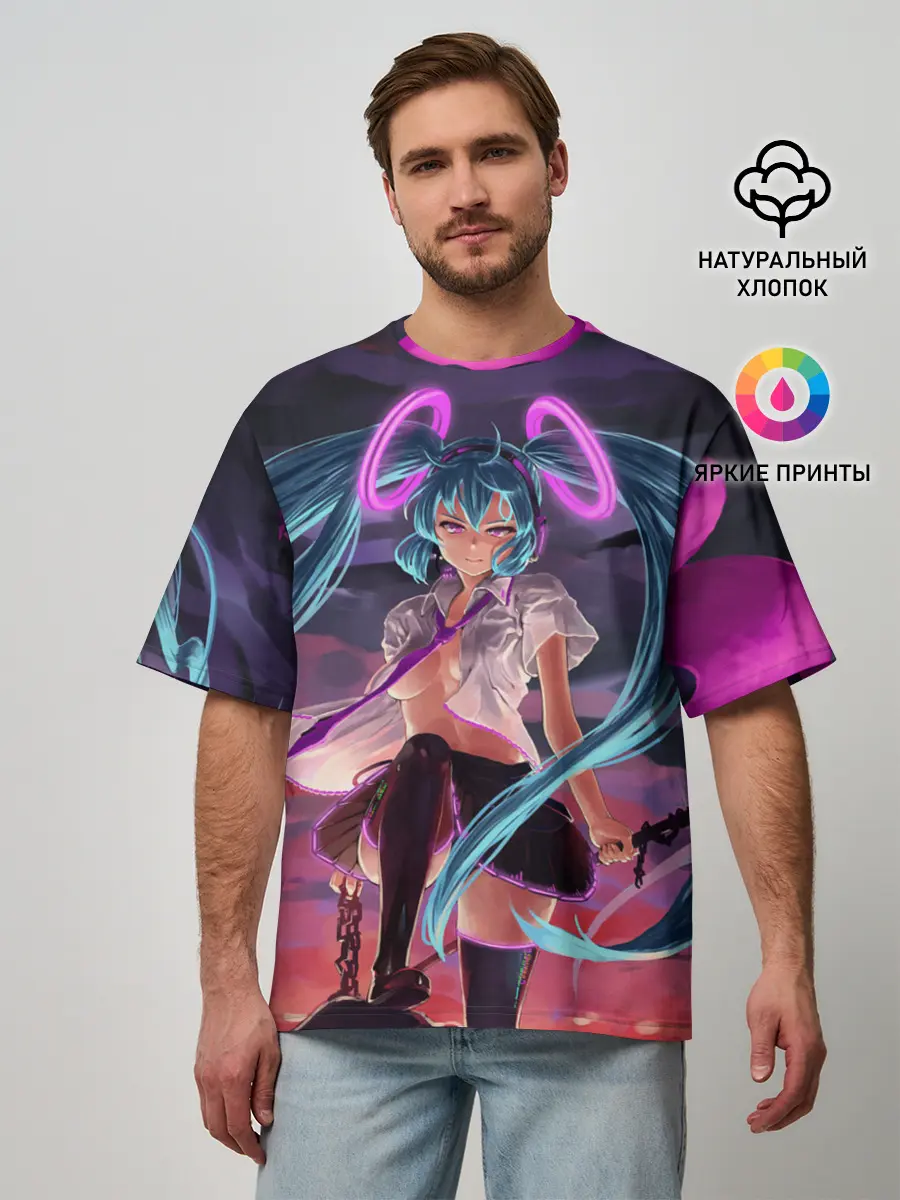 Мужская футболка оверсайз / Geisga Hatsune Miku