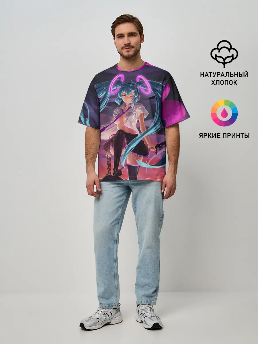 Мужская футболка оверсайз / Geisga Hatsune Miku