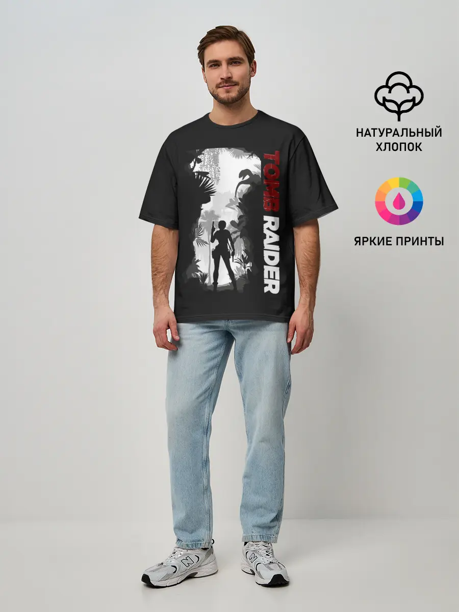 Мужская футболка оверсайз / Lara in jungle