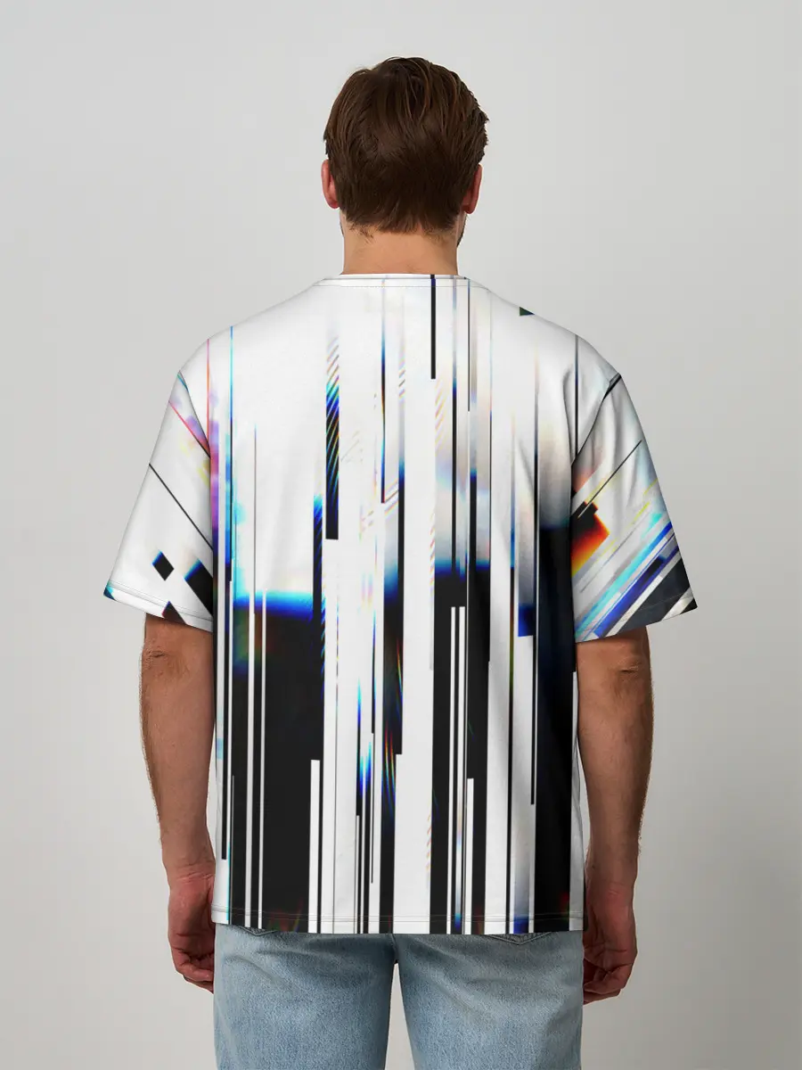 Мужская футболка оверсайз / Абстракция Глитч