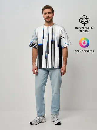Мужская футболка оверсайз / Абстракция Глитч