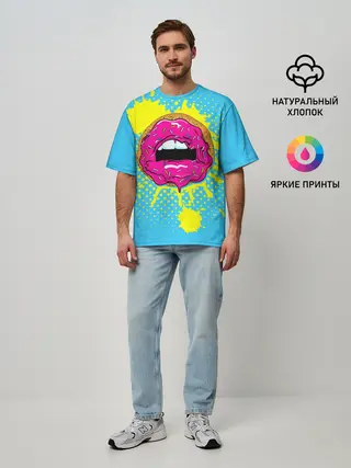 Мужская футболка оверсайз / Donut lips