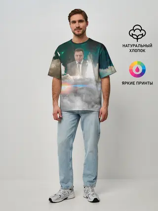 Мужская футболка оверсайз / Elon Musk Thinker