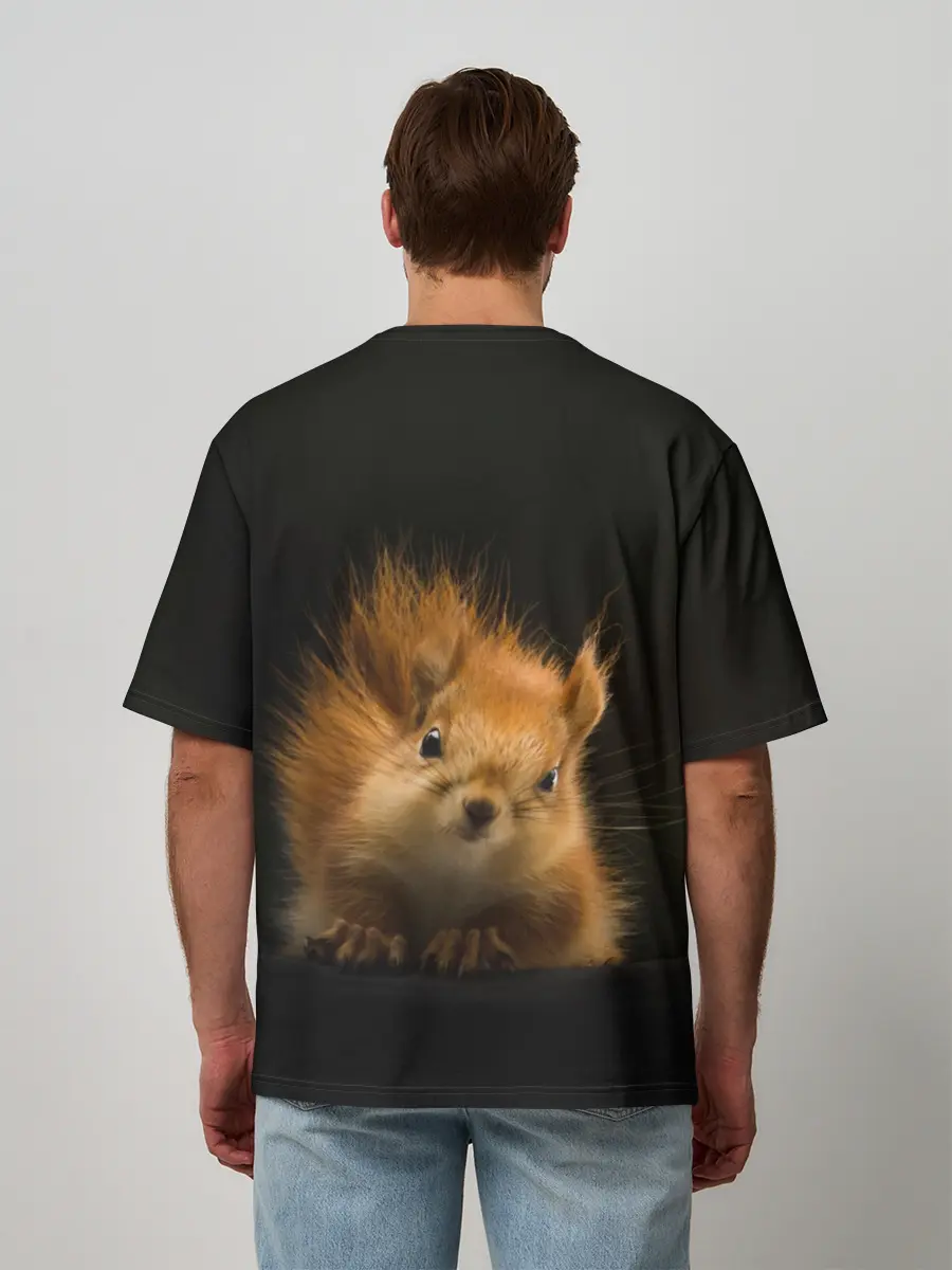 Мужская футболка оверсайз / Белочка