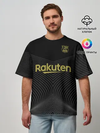 Мужская футболка оверсайз / Барселона Black