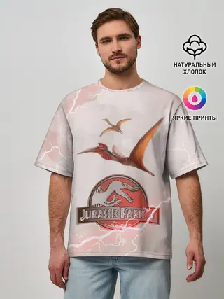 Мужская футболка оверсайз / Птеродактили | Мир Юрского Периода