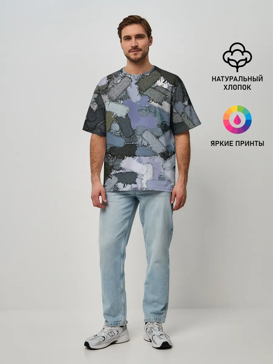 Мужская футболка оверсайз / Patchwork