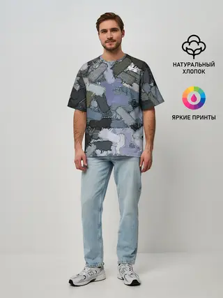 Мужская футболка оверсайз / Patchwork
