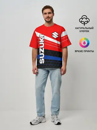 Мужская футболка оверсайз / SUZUKI / СУЗУКИ / МОТОСПОРТ