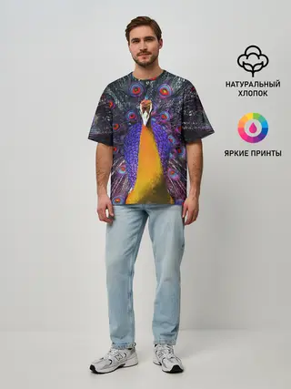 Мужская футболка оверсайз / Павлин