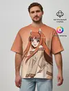 Мужская футболка оверсайз / Милая аниме девочка-оборотень