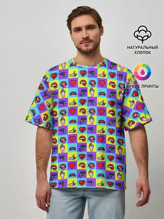 Мужская футболка оверсайз / Поп-арт