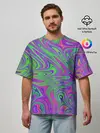 Мужская футболка оверсайз / Неоновый абстрактный узор