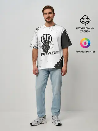 Мужская футболка оверсайз / Peace | Мир