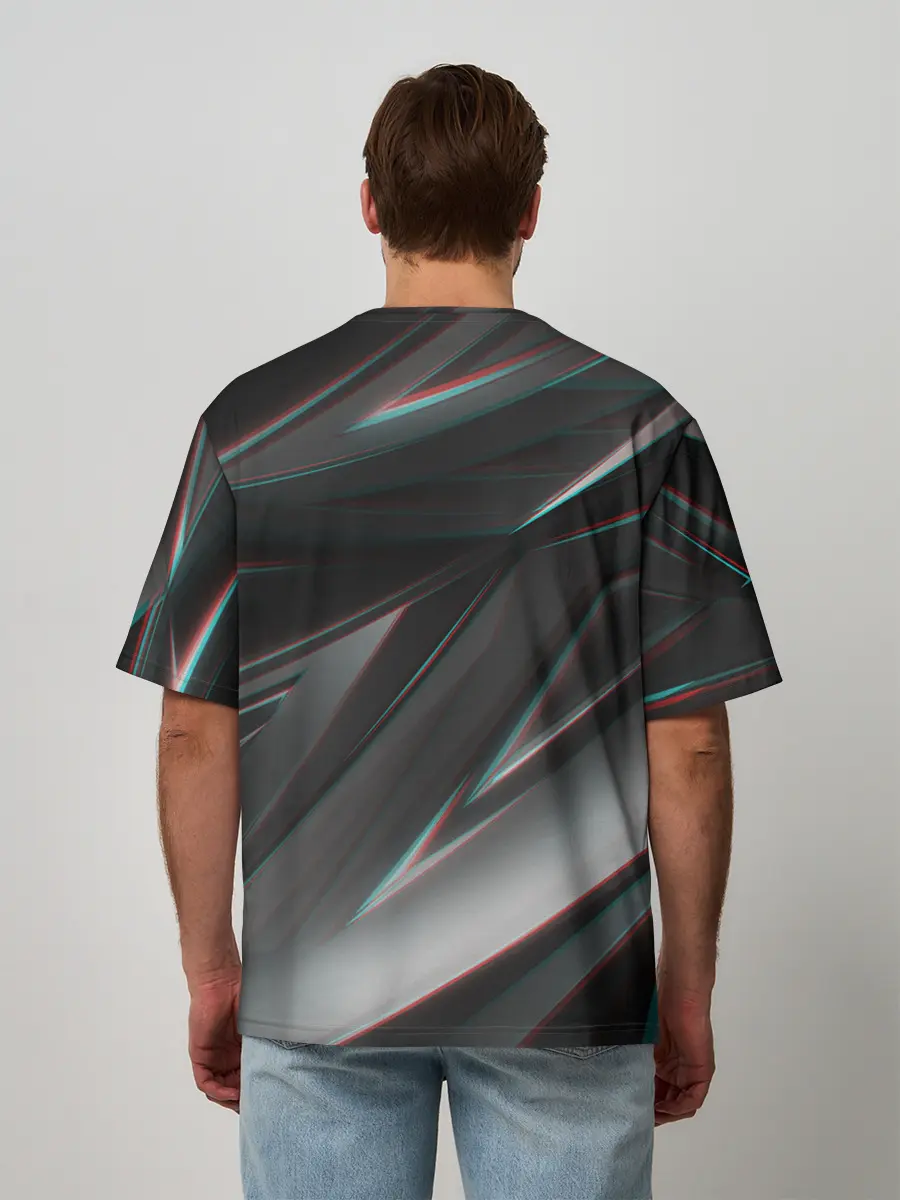 Мужская футболка оверсайз / GEOMETRY STRIPES GLITCH