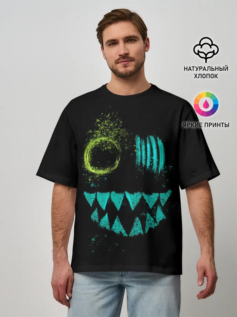 Мужская футболка оверсайз / Неоновый Монстр