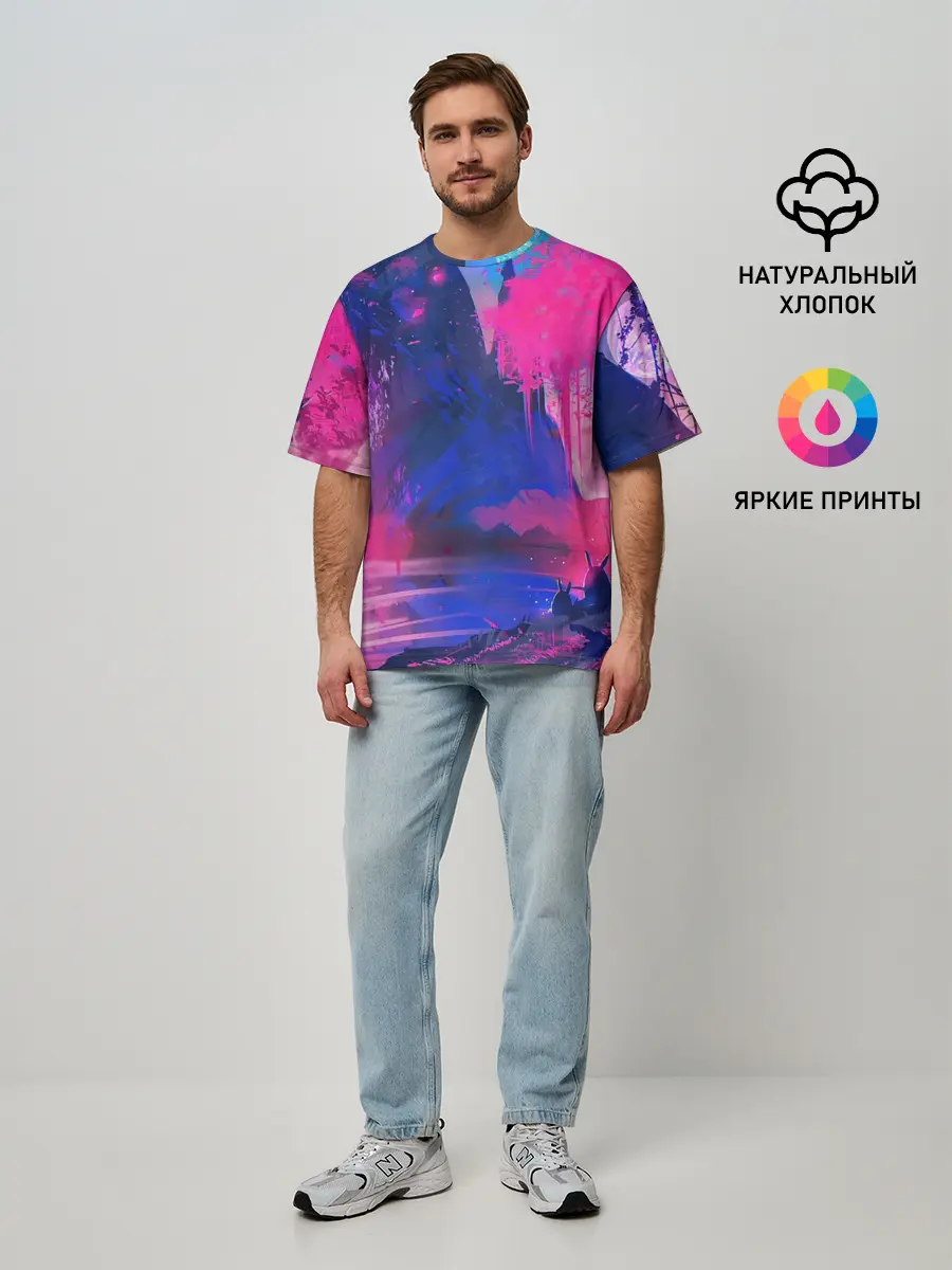 Мужская футболка оверсайз / Неоновые Краски