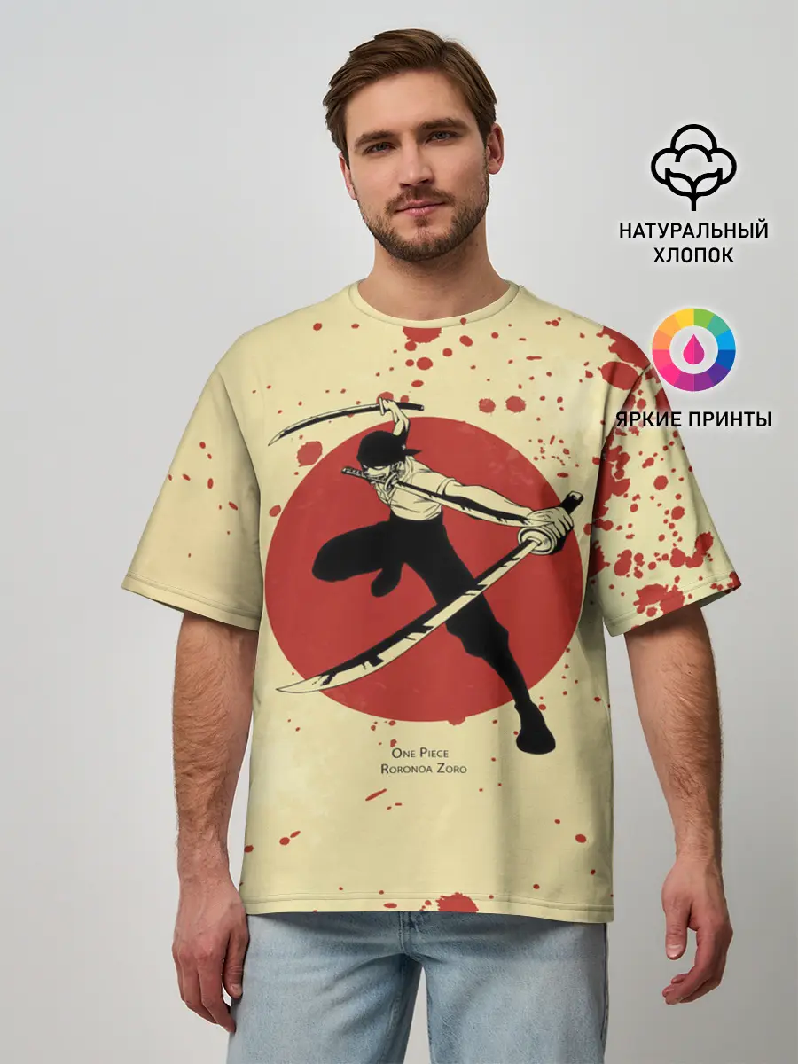 Мужская футболка оверсайз / Зоро | One Piece. Большой куш