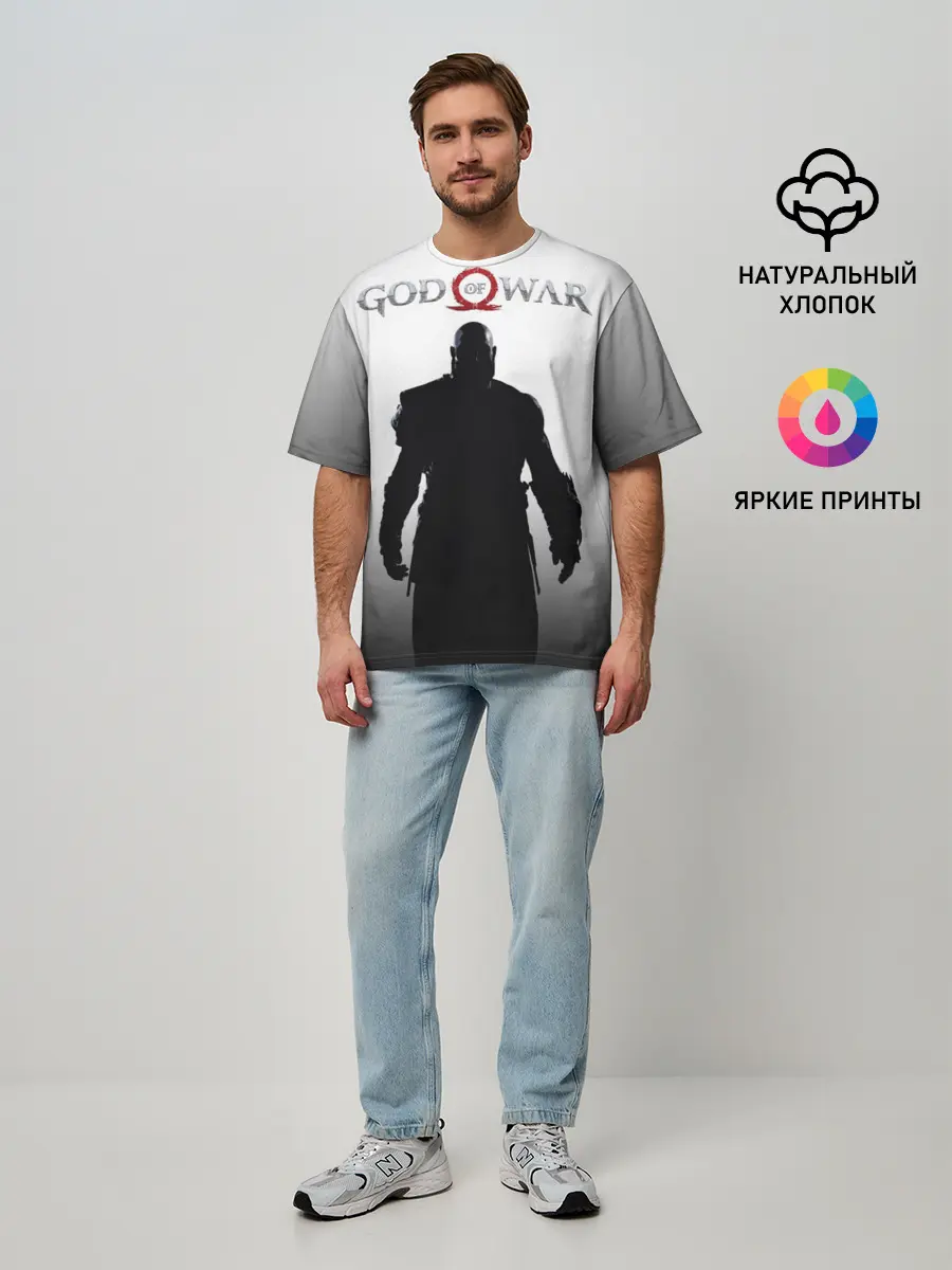 Мужская футболка оверсайз / God of War 4 Кратос