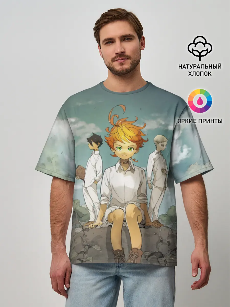 Мужская футболка оверсайз / The Promised Neverland
