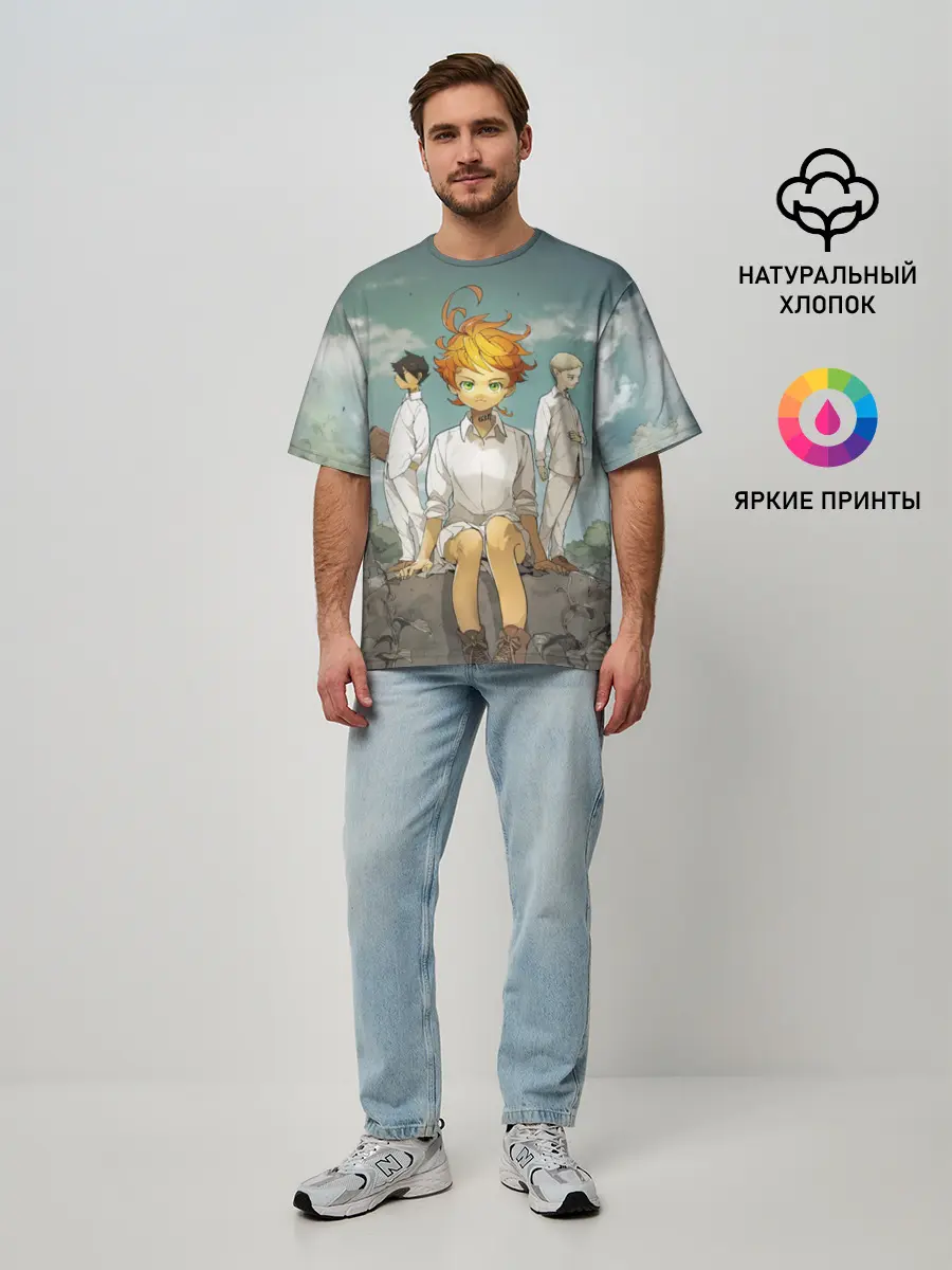 Мужская футболка оверсайз / The Promised Neverland