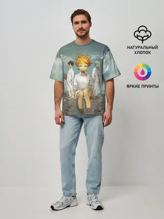Мужская футболка оверсайз / The Promised Neverland